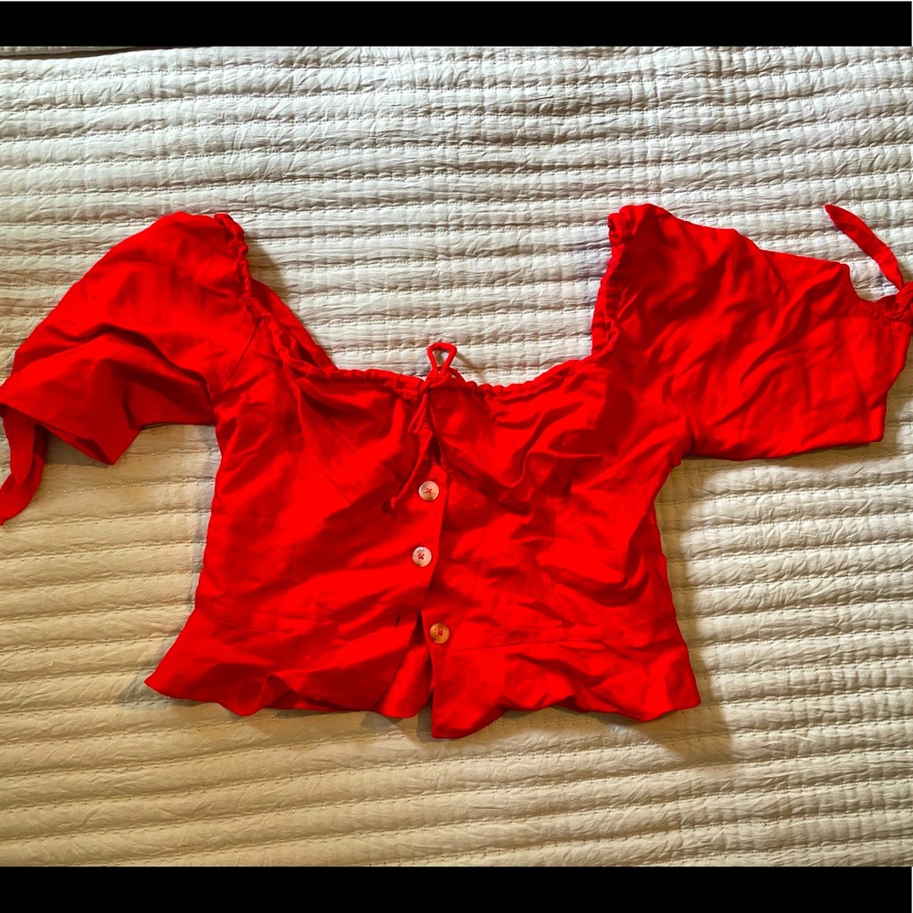 Red cropped blouse